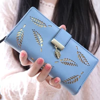 2020 hot hollow out leaf women wallet long leather female wallets many departments clutch card holder ladies purses