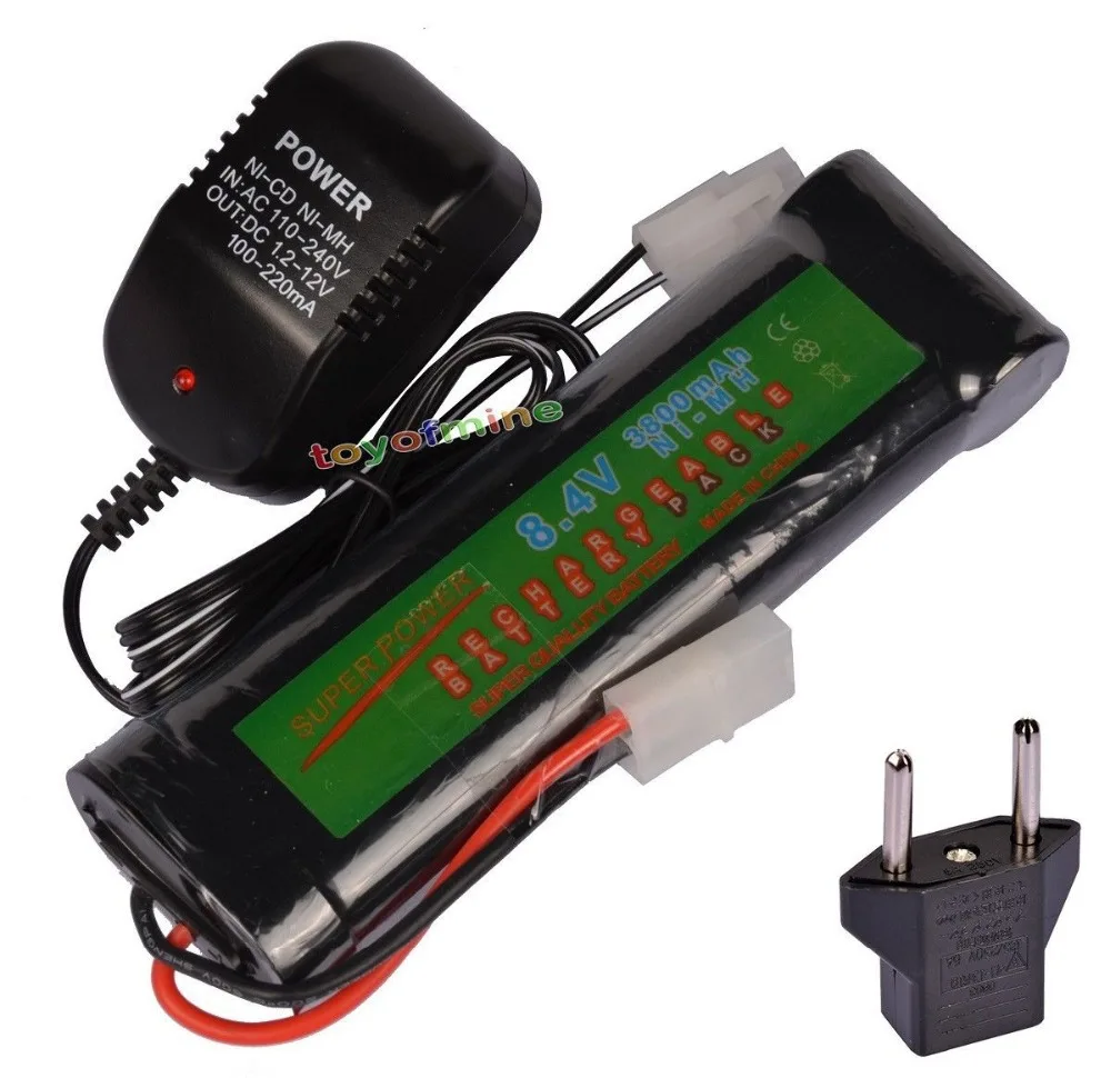 8.4V 3800mAh NiMH Rechargeable Battery Pack For RC Airsoft + Charger Best Price US/ EU/AU/UK Plug Adapter | Электроника