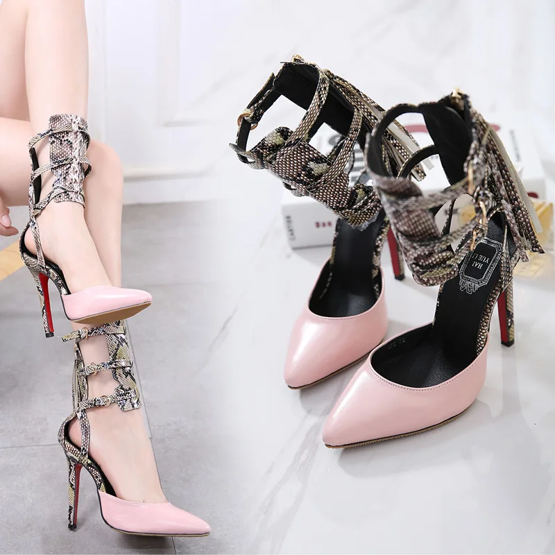 Fashion Novelty women pumps Gladiator Serpentine high heels shoes summer Hollow sexy party ladies spring footwear PT14 | Обувь