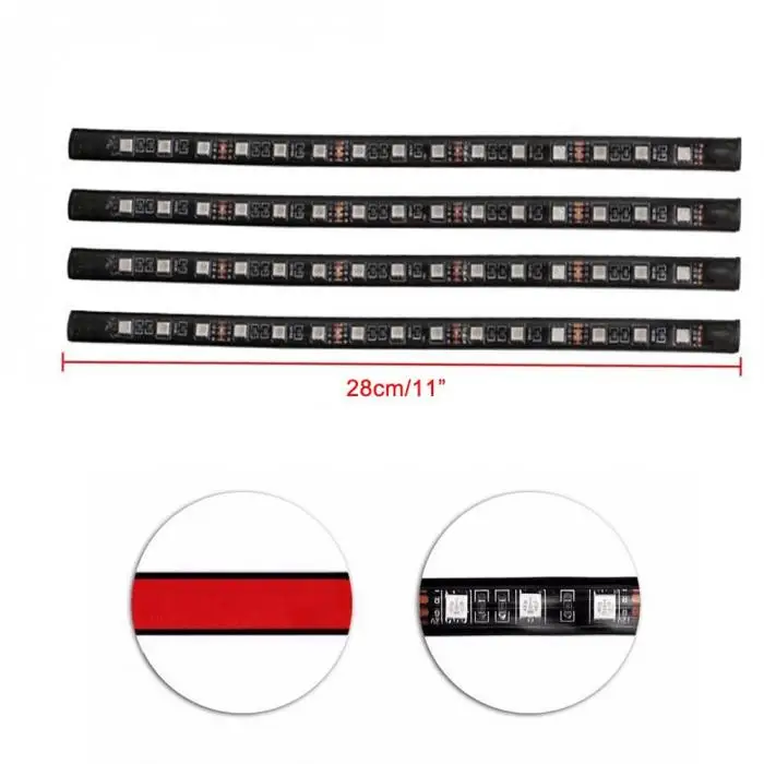 12V 4 шт. полосы света авто декоративная Гибкая автомобиля RGB светодиодный DRL 4 шт. полосы света авто декоративный гибкий светодиодный полоски Atmos