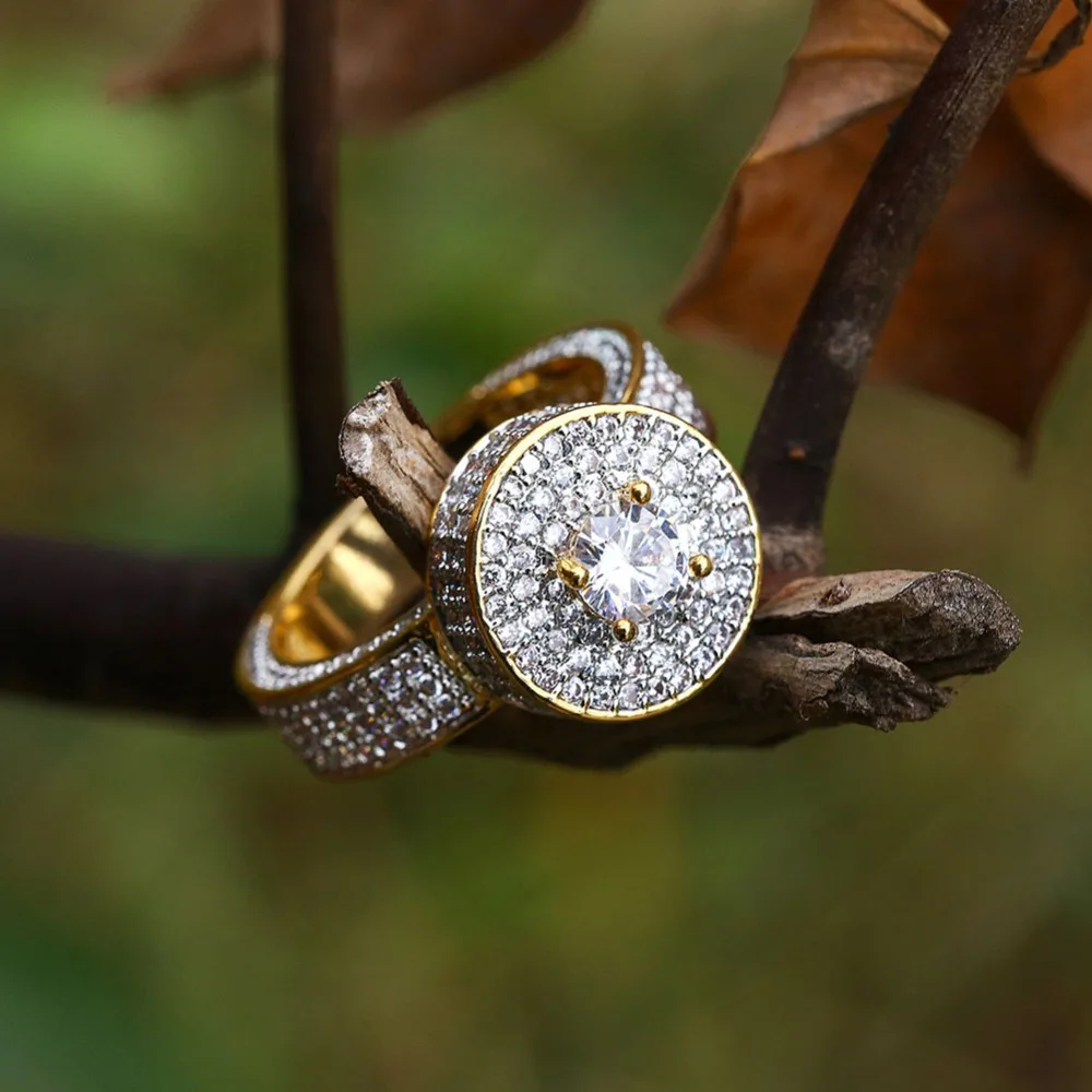 TOPGRILLZ стиль Мода хип хоп Золото Цвет Полный Iced Out Bling ювелирные изделия кольцо микро проложить кубический циркон круглые кольца 7 8 9 10 11