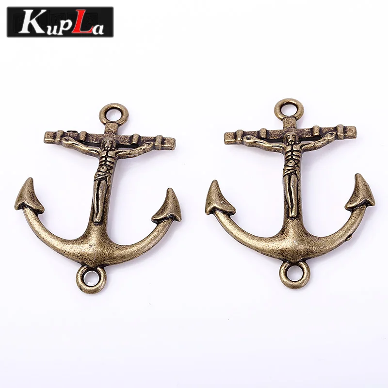 Kupla винтажные шармы с серебристым металлическим якорем Иисуса аксессуары DIY