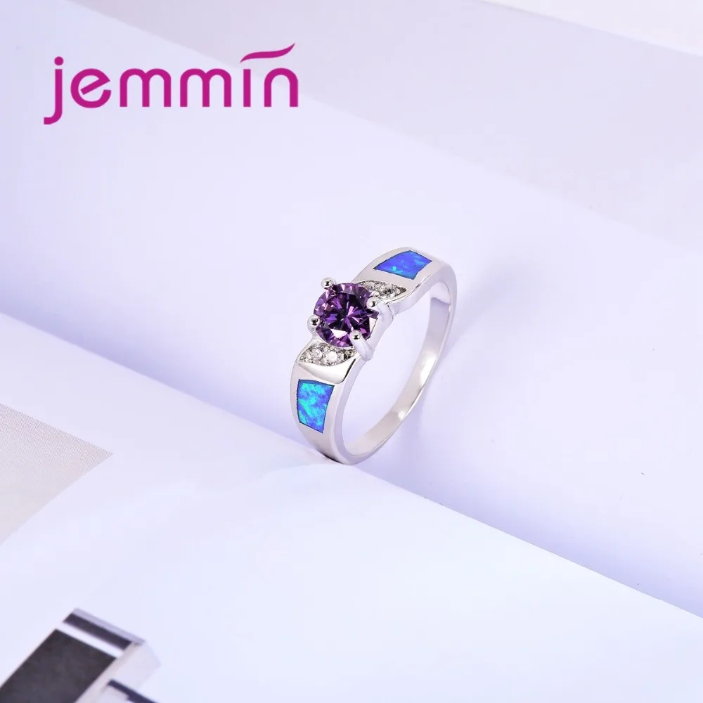 Женское Обручальное кольцо из серебра 925 пробы с фиолетовым австрийским