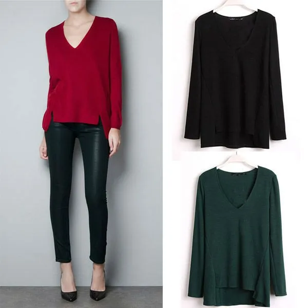 Женская трикотажная одежда с V образным вырезом|v-neck women| |