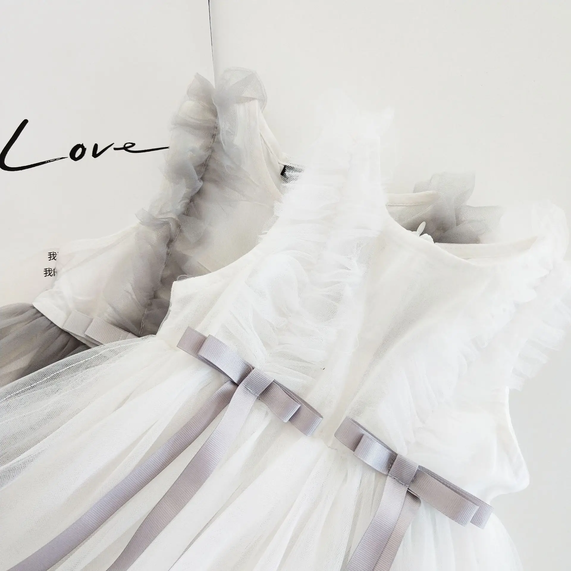 Летнее милое модное Сетчатое платье принцессы без рукавов с бантом для девочек