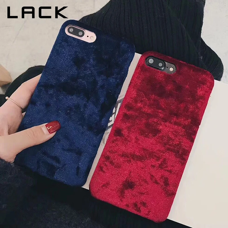 LACK ретро сплошной цвет чехол для телефона для iphone X чехол для iphone 6 6S 7 8 плюс модная ткань кожа задняя крышка зимний теплый чехол s