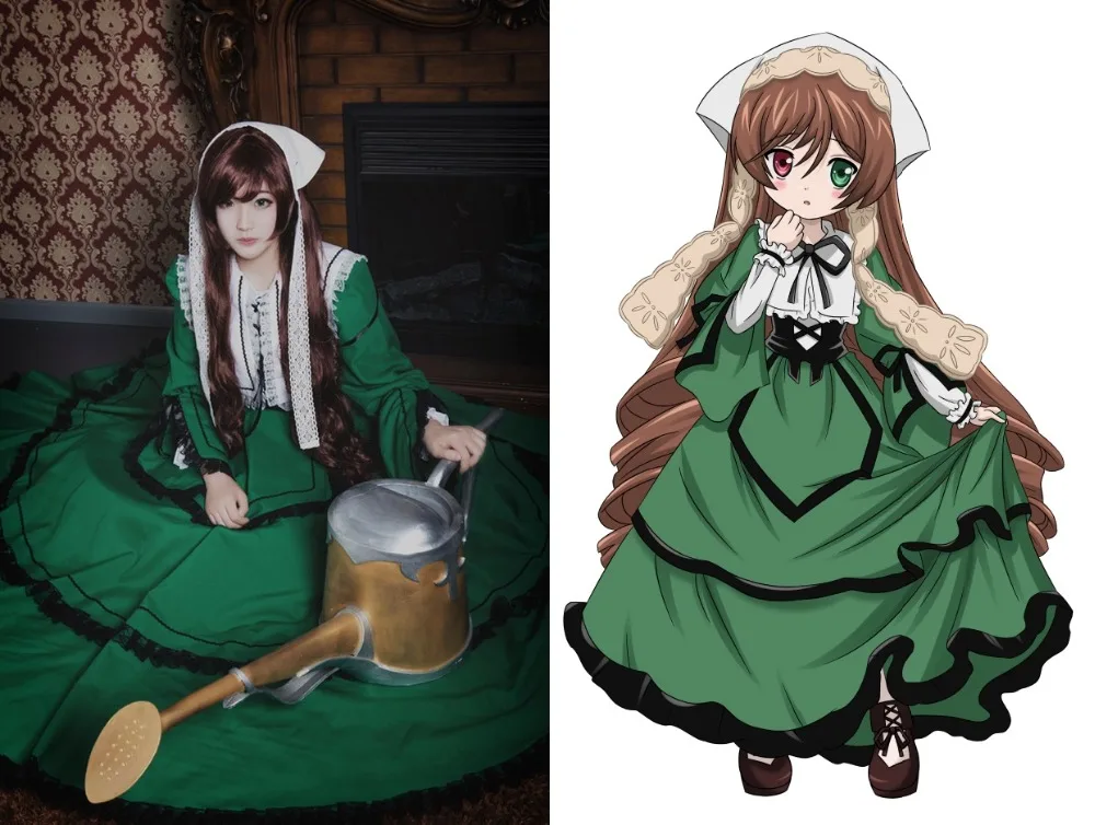 

Anime Rozen Maiden Jade Stern Cosplay Green Fancy Dress+Wig+Pannier Lolita Dress Halloween Costumes for Women Adult Costumes