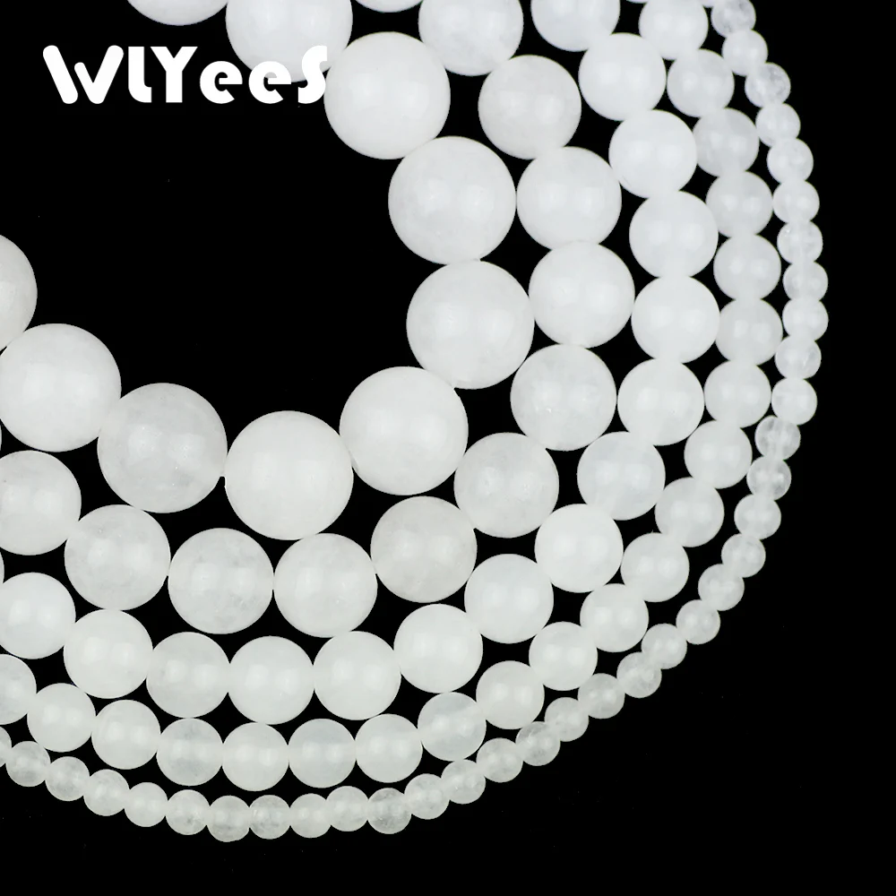 Фото WLYeeS круглые бусины из белого мрамора 4 6 8 10 12 мм | Украшения и аксессуары