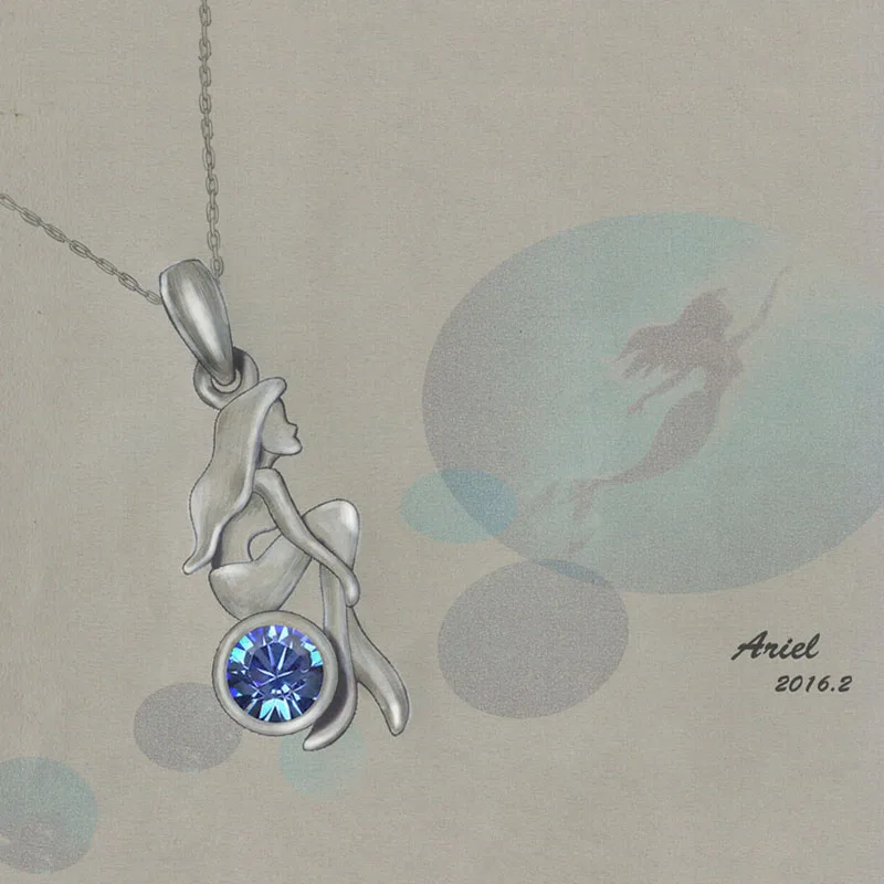 Женское ожерелье с подвеской русалка из серебра 925 пробы|necklace necklace|necklace silver