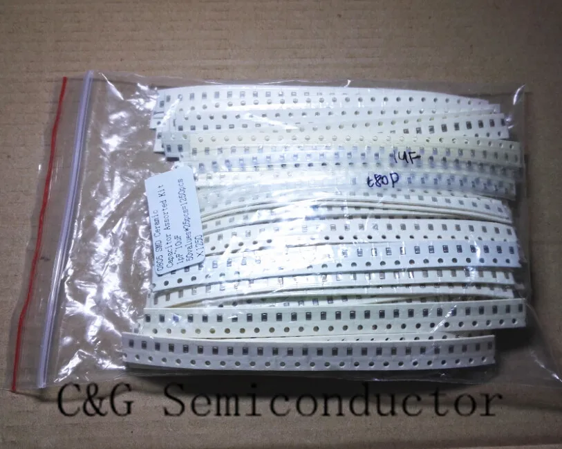 0805 SMD Керамика конденсатор с алюминиевой крышкой, набор сортированных 1pF~ 10 мкФ 50values* 25 шт = 1250 шт конденсаторы