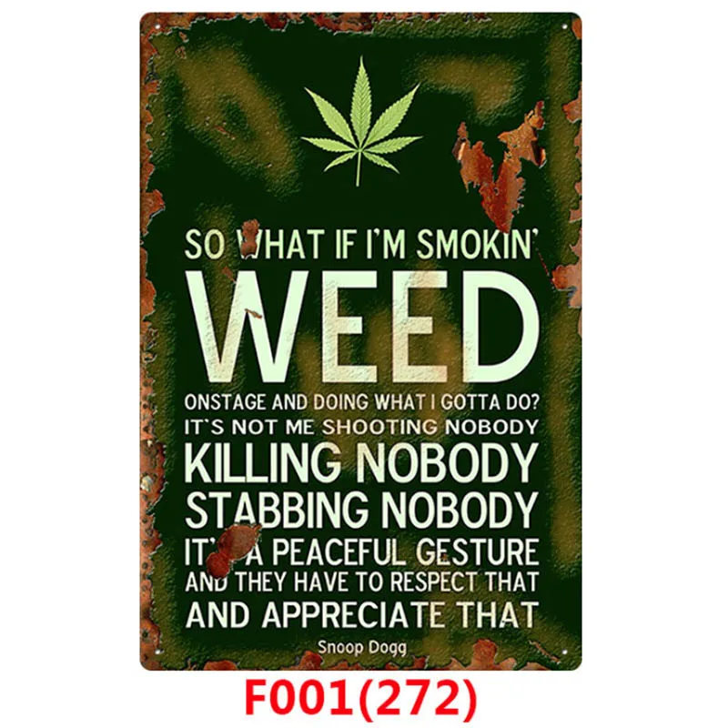 1pc Weed Retro Metal Tin Signs Poster California Vintage Tinplate Poster Bar Cafe Wall Decoration Poster 20*30cm
