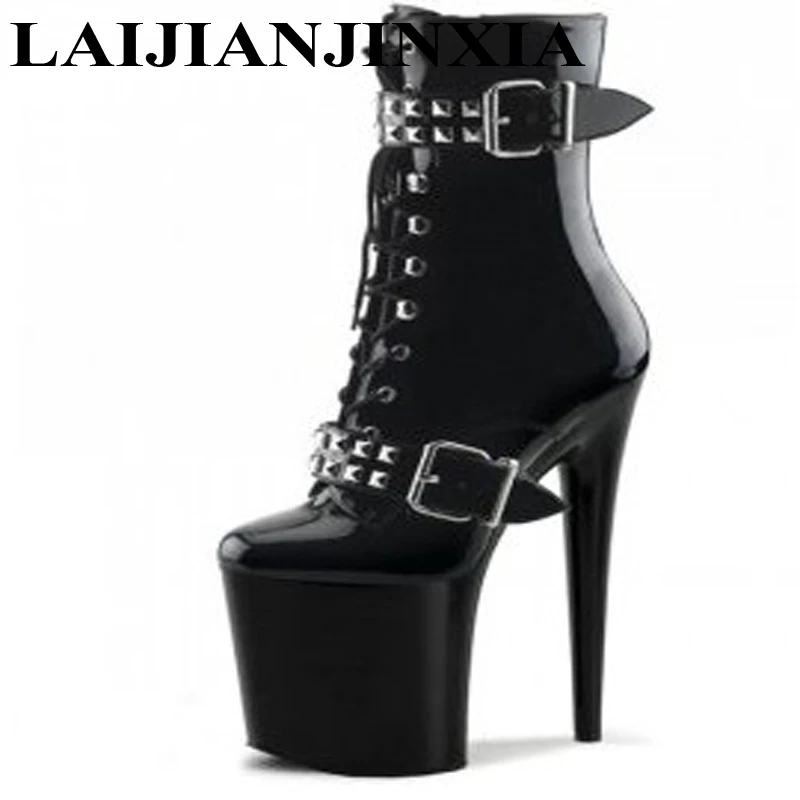 Женские весенние ботильоны LAIJIANJINXIA черные Клубные на ультравысоком каблуке 17 см