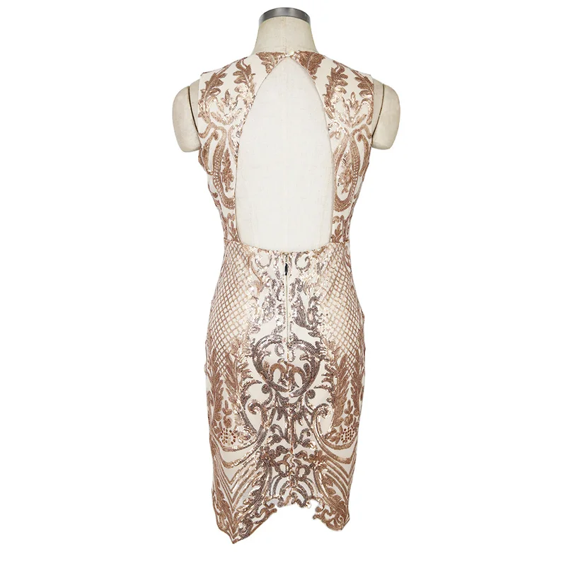 

2020 sexy backless summer dress strap sleeveless sequins women dress bodycon deep v-neck party dresses women Plus Size