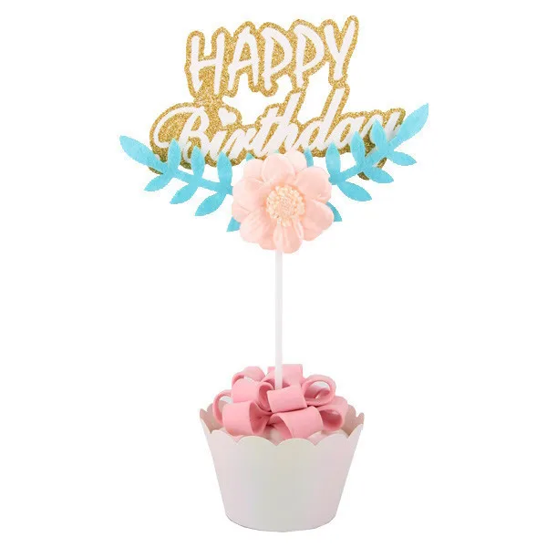 Blue Flower 6 шт./Партия DIY цветок/луна/свечи в форме букв бумажные топперы для торта на свадьбу День рождения для украшения детского душа - Цвет: Blue Flower