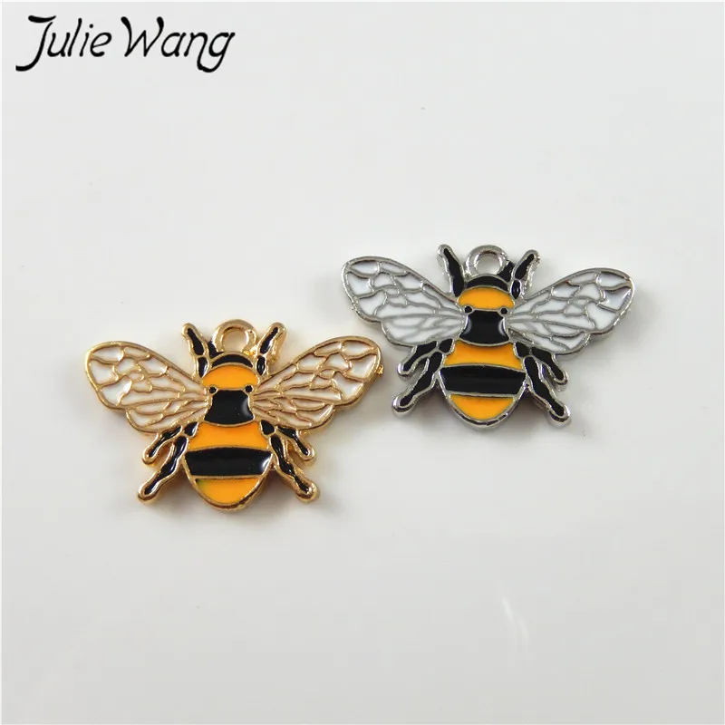 Julie Wang 8 шт. красочные милые медовая пчела Форма Подвески эмалевый сплав ручной работы для женщин браслет на ногу ожерелье ювелирные изделия в поисках