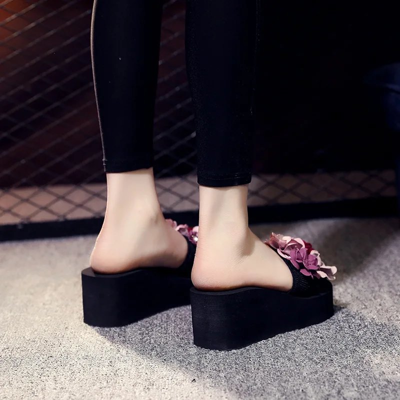 Chanclas/летние пляжные шлепанцы; женская обувь; модные сандалии-вьетнамки на платформе и высоком каблуке; zapatos mujer; женская повседневная обувь на танкетке; Terlik