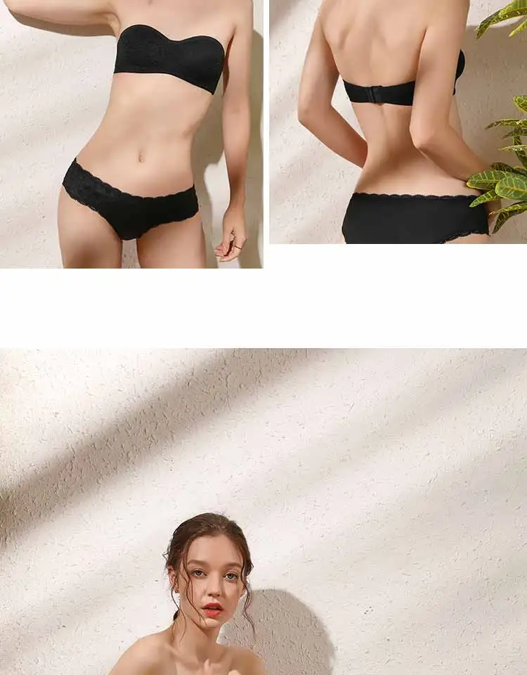 DOBREVA Sexy Lace Backless Bras For Women Lingerie Brassiere Full Cup Invisible Multiway Strapless Bra Underwear