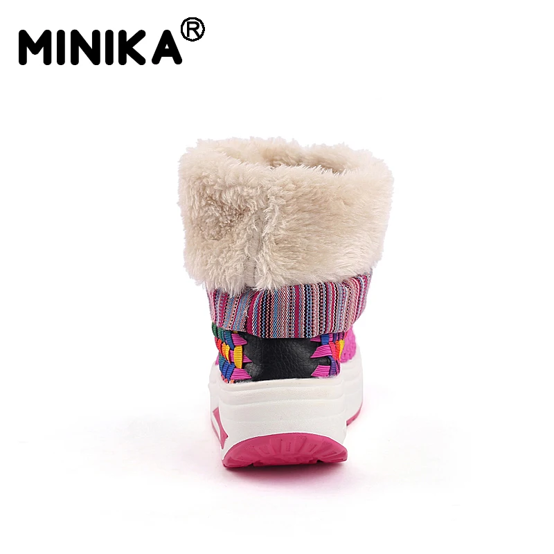 Minika Winter Women Snow Boots With Fur Warm Ankle Outdoor Sneakers Slimming Walking Platform Velvet Wedges Swing Shoes | Обувь