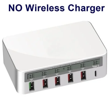 WHITE Tongdaytech 10 Вт Qi Беспроводное зарядное устройство для Iphone X 8 11 Мульти USB быстрая зарядка 3,0 lcd Быстрая Зарядка Cargador Inalambrico - Тип штекера: WHITE