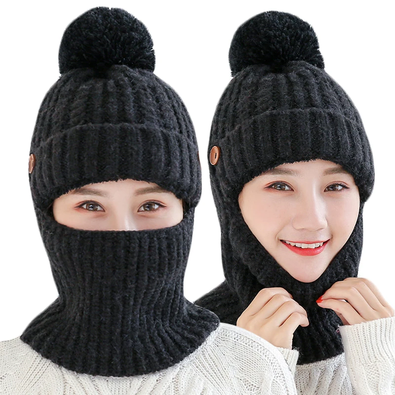 2019 зимняя вязаная шапка бини для девочек шарф Skullies Beanies зимние толстые шляпы