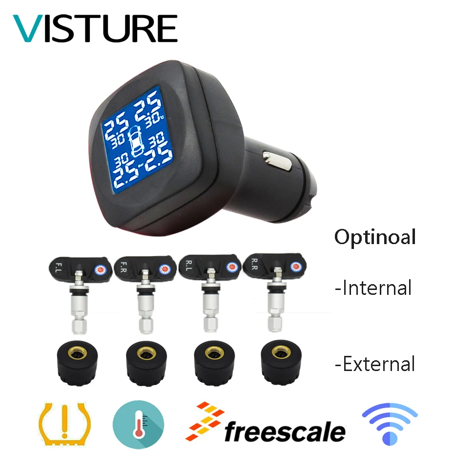 Система контроля давления в шинах TPMS 4 внешних/внутренних датчика для hyundai honda toyota