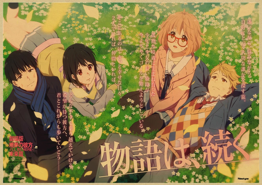Kyokai no kanata Мирай Курияма Наклейка на стену плакат из крафт-бумаги наклейки японский домашний декор крафт-бумага наклейки на стену - Цвет: Цвет: желтый