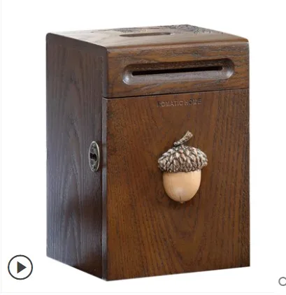 Копилка из массива дерева для хранения монет банкнот большой подарок детей | Дом