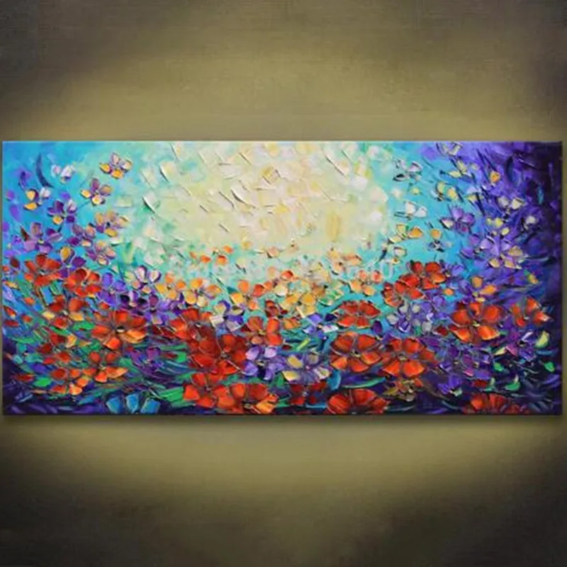 Современные красочные картины цветов маслом на холсте разрисованный вручную