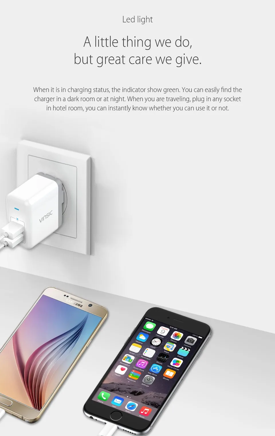 VINSIC 5 в 4.8A портативное двойное USB зарядное устройство для путешествий настенное зарядное устройство адаптер для iPad iPhone X 8 8 Plus iMac Xiaomi huawei Sumsung Nokia