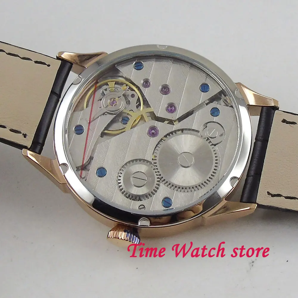 Наручные часы Goutent 42 мм мужской водонепроницаемый кожаный браслет золотой черный