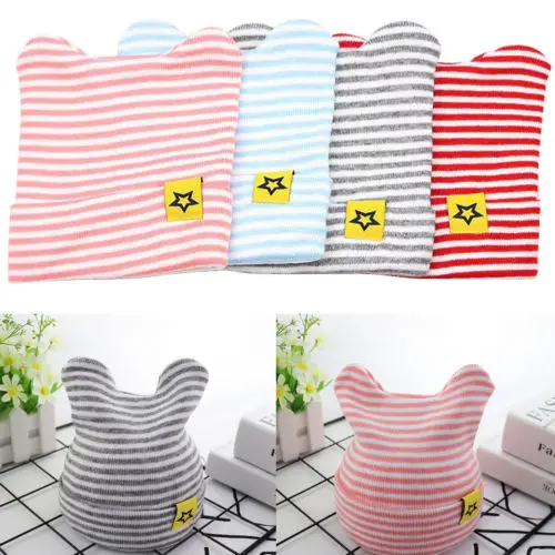 Pudcoco 2018 для детей маленьких шапка мальчиков и девочек Кепки зима теплая полоса