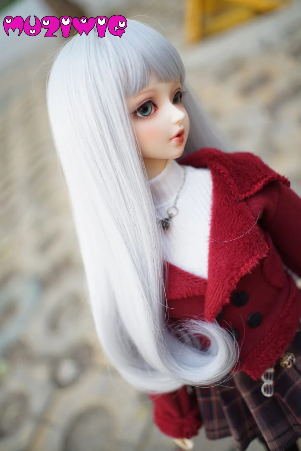 Free Shipping 1/3 Bjd Pullip High-temperature Fiber Synthetic Silver Grey Long Bottomed Buckle Curly Hair Wig On Sale In MUZIWIG |