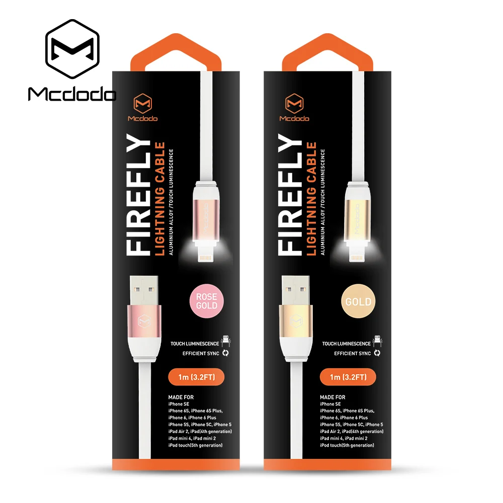Mcdodo firefly серии lightning кабель для передачи данных со светодиодной 2.1a 1 m iphone6 6s 5S|data