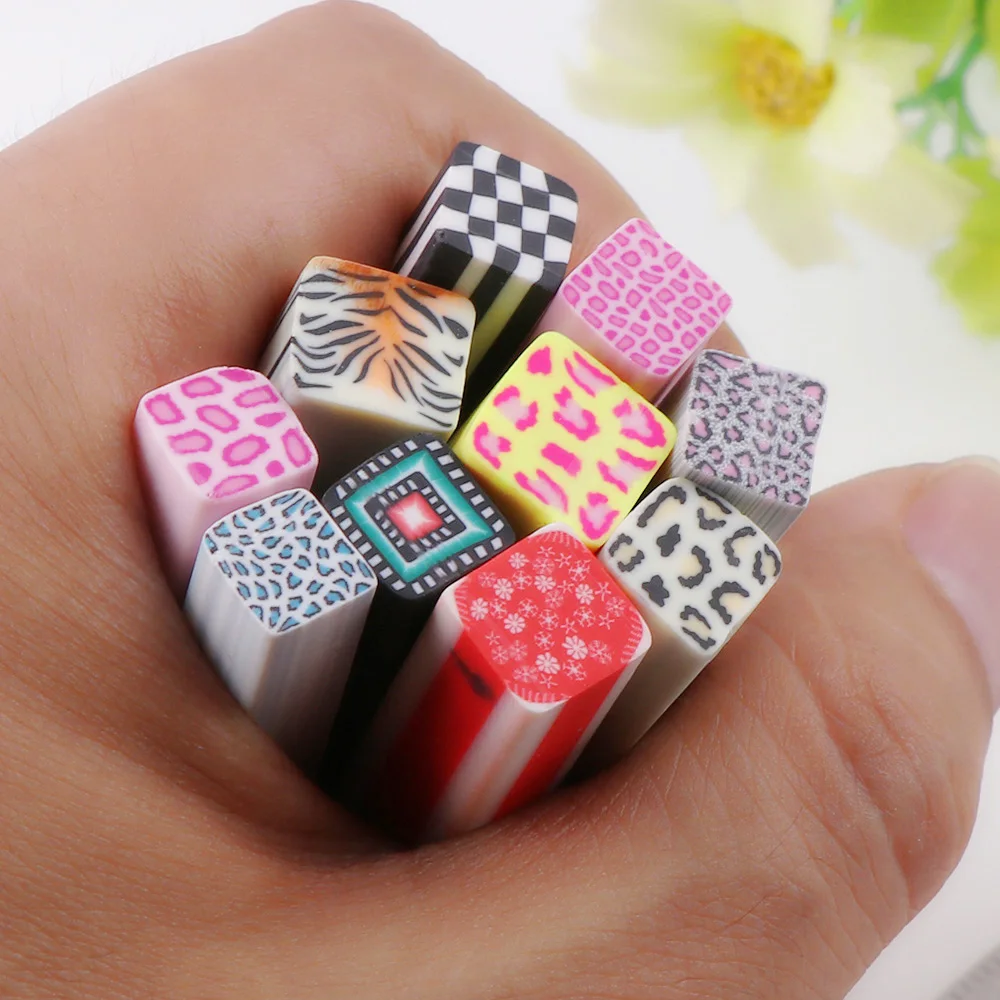 10 шт смешанные цвета Fimo наклейки для ногтей фимо-трости 3D дизайн ногтей украшения полимерная глина цветок прутки Fimo для ногтей DIY дизайн красота