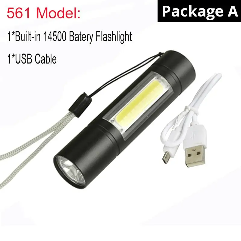 NO magnet Flashlight 2000 лм Многофункциональный светодиодный светильник-вспышка с USB перезаряжаемой батареей Мощный T6 фонарь боковой COB светильник linterna задний Магнитный рабочий светильник - Испускаемый цвет: NO magnet Flashlight