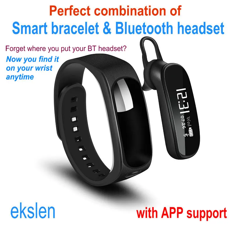 

ekslen X1 S2 Smart Bracelet Bluetooth Headset with APP Sport Wristand Smartband Wireless Bluetooth Hands-free Earphone for phone