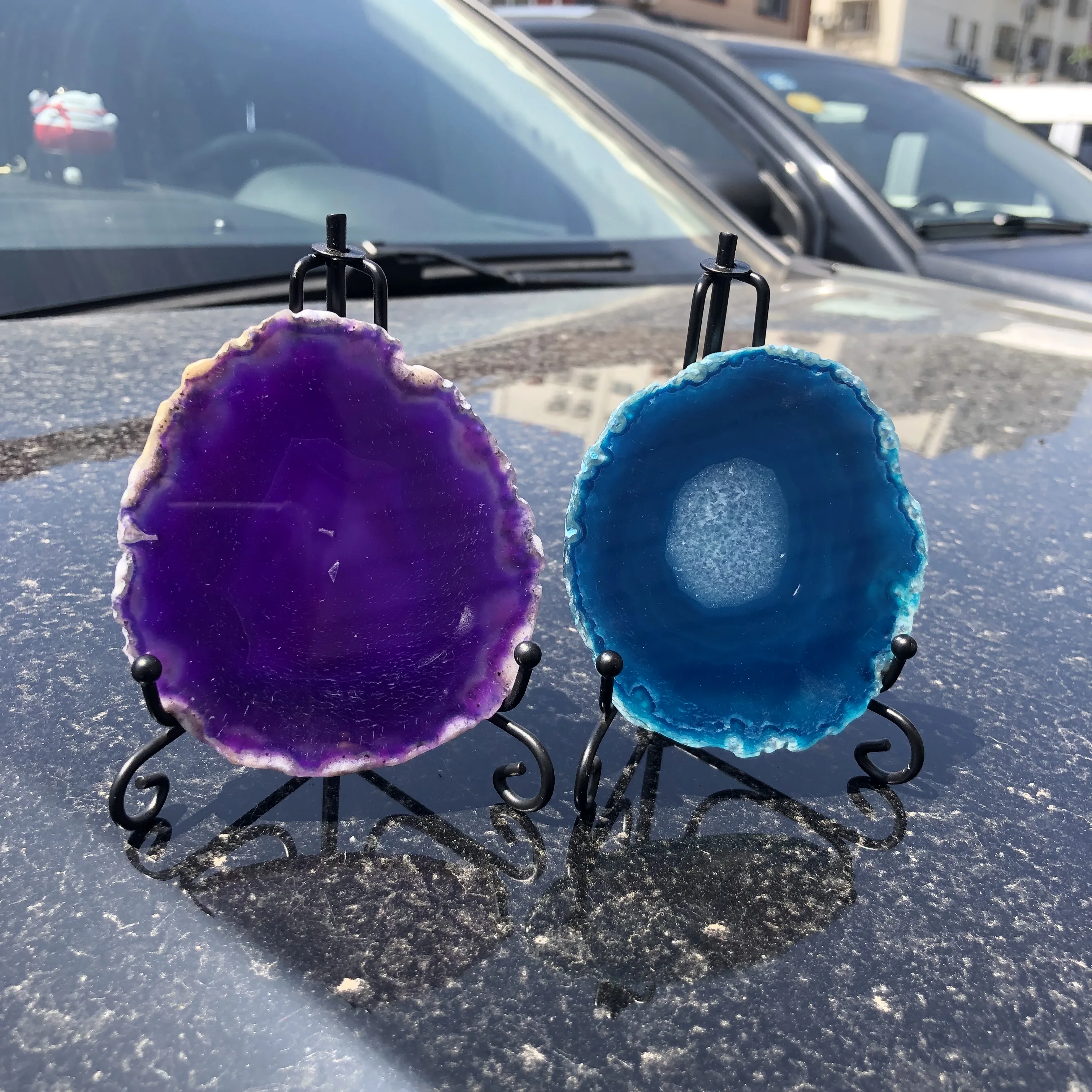 2 шт. прозрачные синие и фиолетовые Агатовые камни | Дом сад