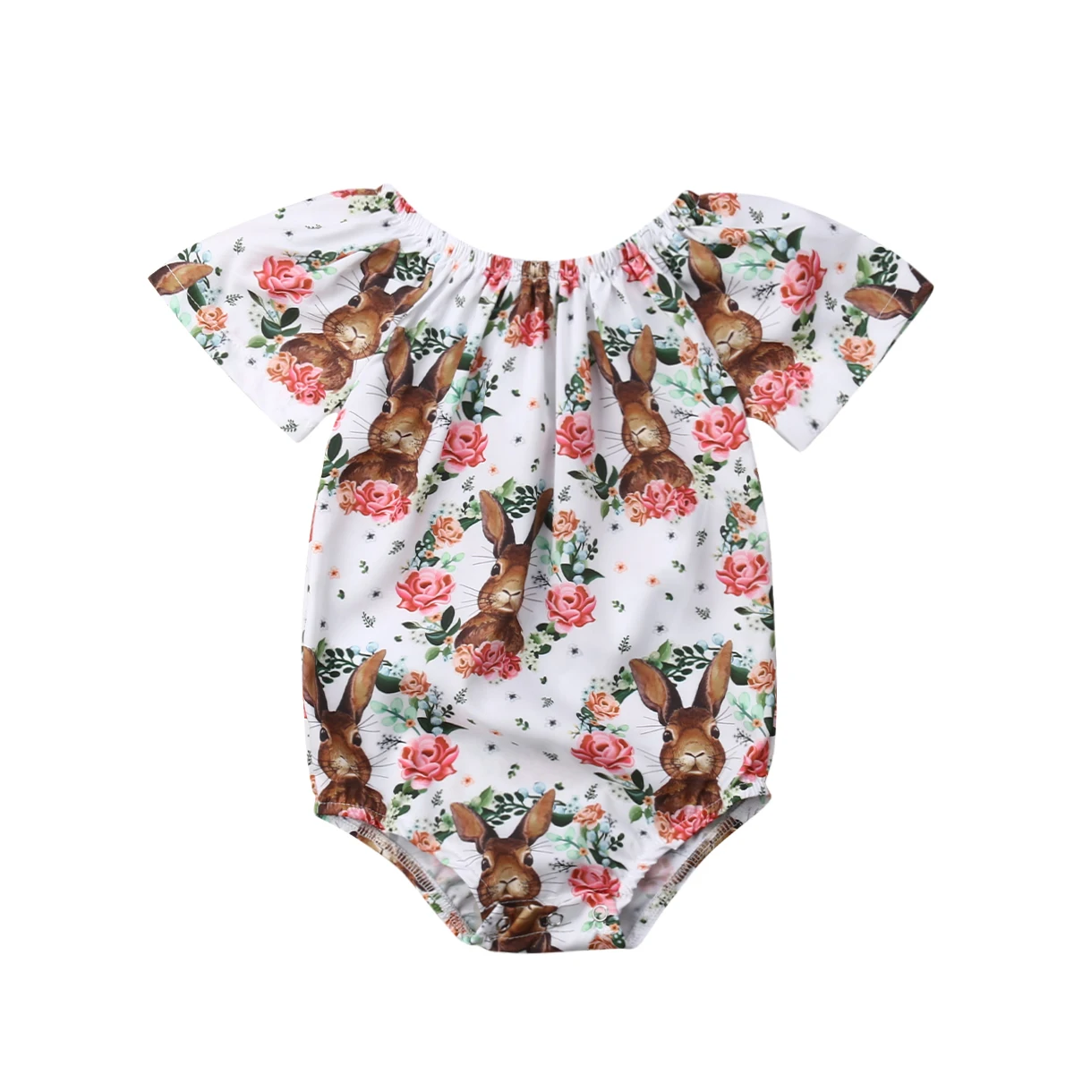 Комбинезон-Кролик для новорожденных девочек летняя одежда маленьких с цветочным