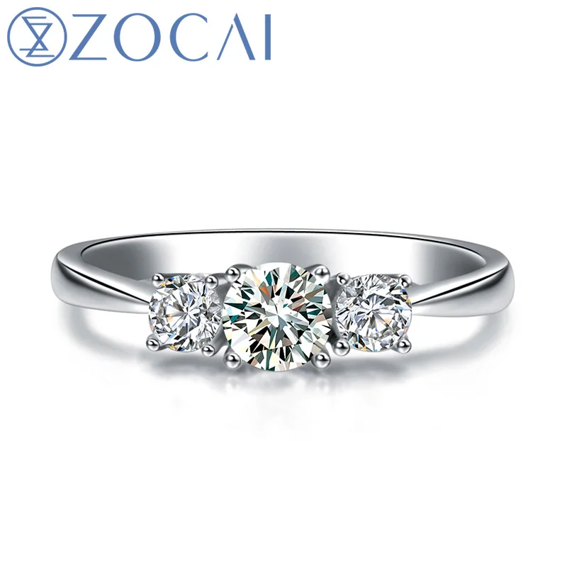 Обручальное кольцо с бриллиантами ZOCAI из белого золота диаметром 0 50 карат модель