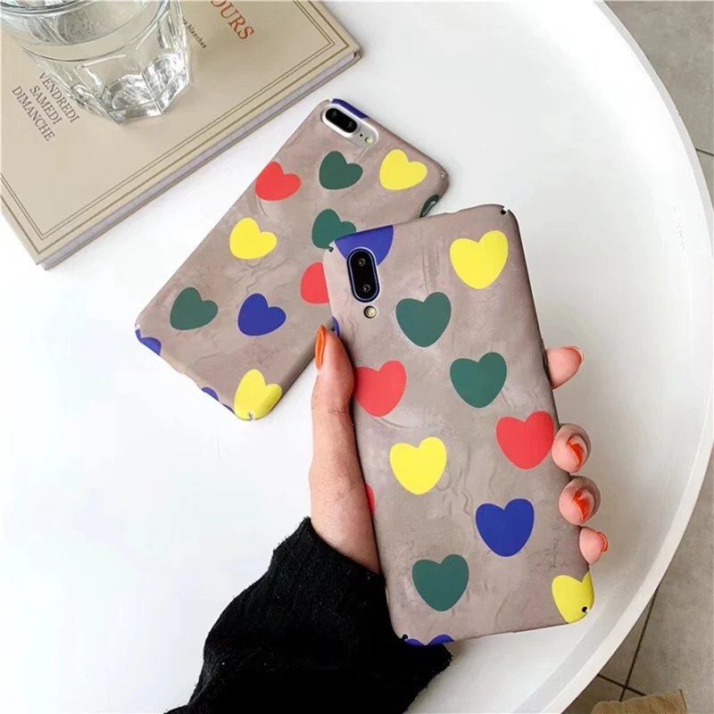 Color Small Love Phone Case for iphone 6 6s 7 8Plus All-inclusive Shatter-resistant Water Hard Cover XS Max XR X |