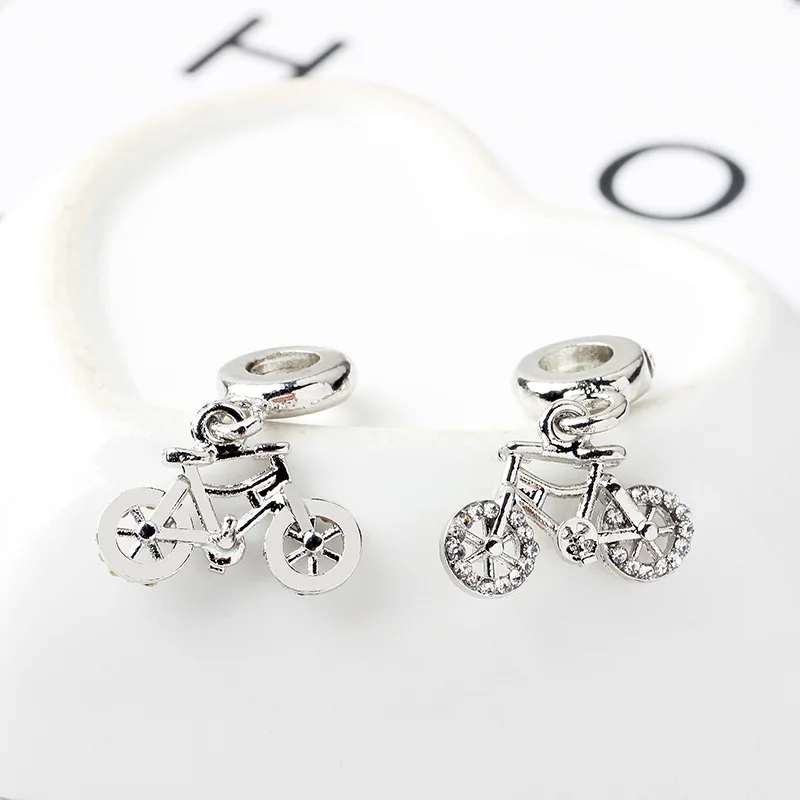 Оригинальные посеребренные бусины Очаровательная блестящая велосипедная