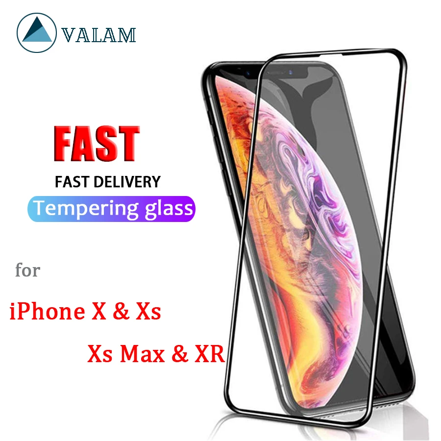 Закаленное стекло VALAM 9H для iPhone xs max xr защитное 9D полное покрытие Защитное X Xs Max XR