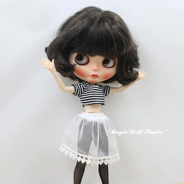 Кукла azone черный топ в полоску сетчатая юбка и колготки комплект для кукол Blyth