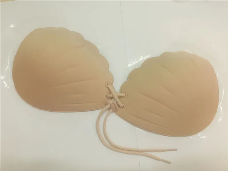 100 pcs Invisible Strapless Push-up Bra with Drawstring for Women Self Adhesive Silicone Reusable Sexy Lace Up Seamless Bra