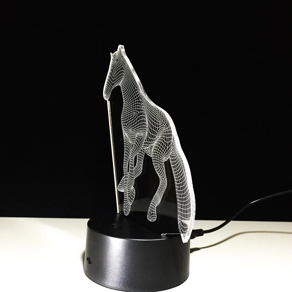 USB Новинка сенсорная Очаровательная лошадь лампа 3D затемняемый Ночник
