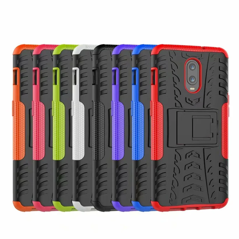 HEMASOLY Case For OnePlus 6T PC+TPU Shockproof Armor Heavy Duty Kickstand Cover |