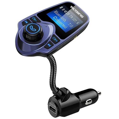 VicTsing, Bluetooth, fm-передатчик, автомобильный комплект, 1,44 дюймов, экран, беспроводной радио, Автомобильный mp3 плеер, Bluetooth, fm-передатчик, модулятор - Название цвета: Синий