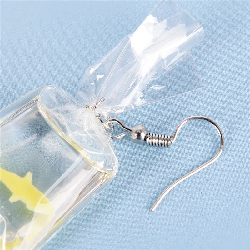 Серьги-подвески с прозрачным мешочком Золотая рыбка бижутерия женские