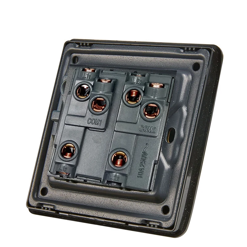 DULHA 2 Gang Way настенный выключатель света 10A 110 ~ 250V 220V электрическая кнопка Черный PC