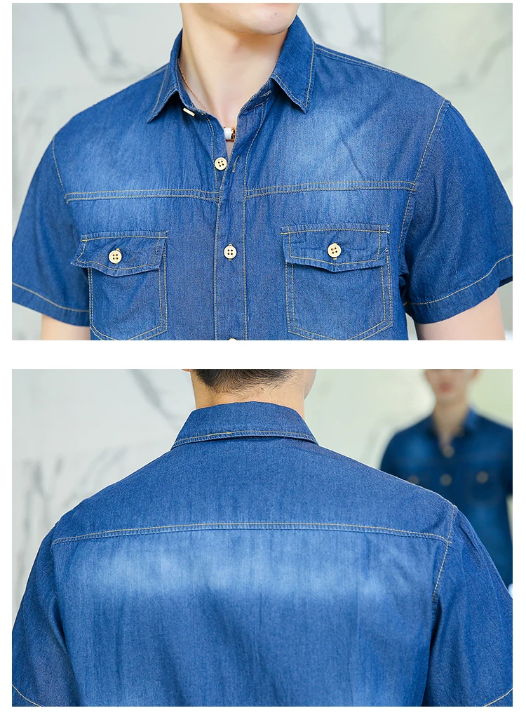 Джинсовая рубашка LONMMY 6XL/7XL/8XL для мужчин Повседневная облегающая хлопковая